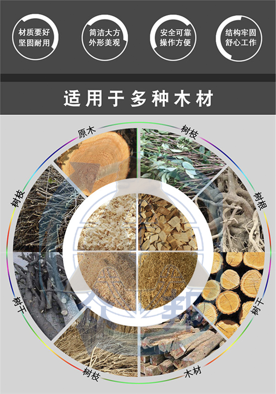 移動(dòng)鏈板木材破碎機(jī)適用樹(shù)木